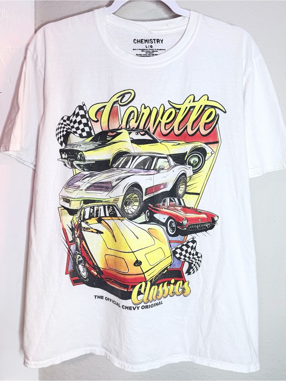 Chemistry Corvette Classics white short sleeve T-shirt men large
